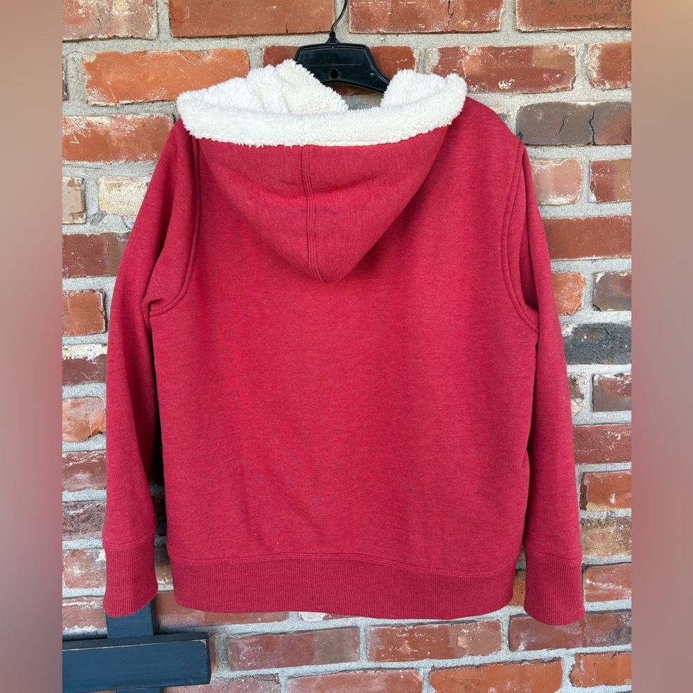 Eddie Bauer Womens Cabin Fleece Full Zip Hoodie Scarlet Red Size XL - Picture 2 of 5